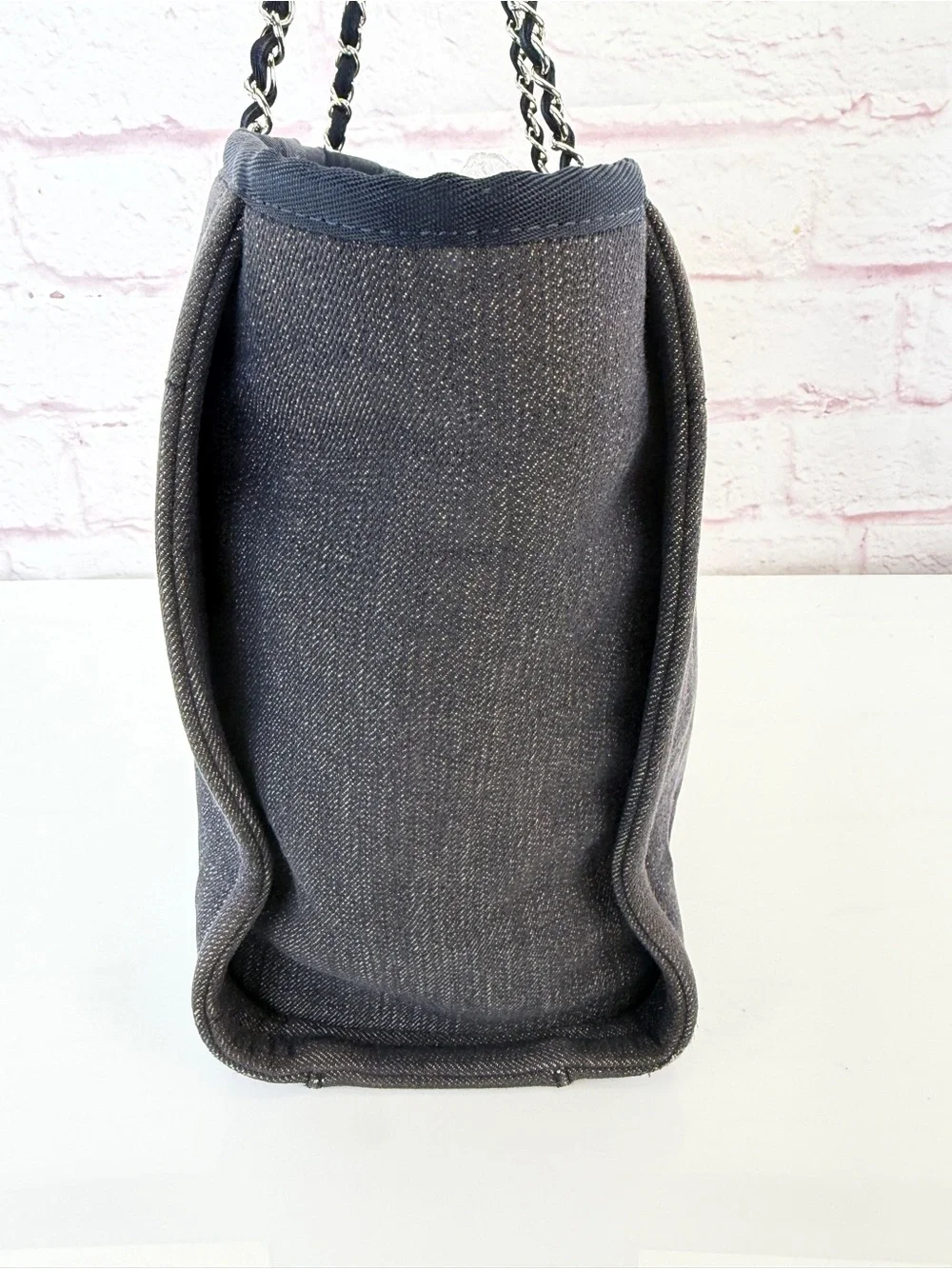 Chanel Dark Blue Denim Deauville Medium Tote Bag